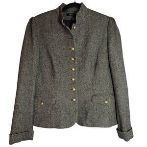 Chaps Black and Tan Herringbone XL Blazer with Gold Buttons